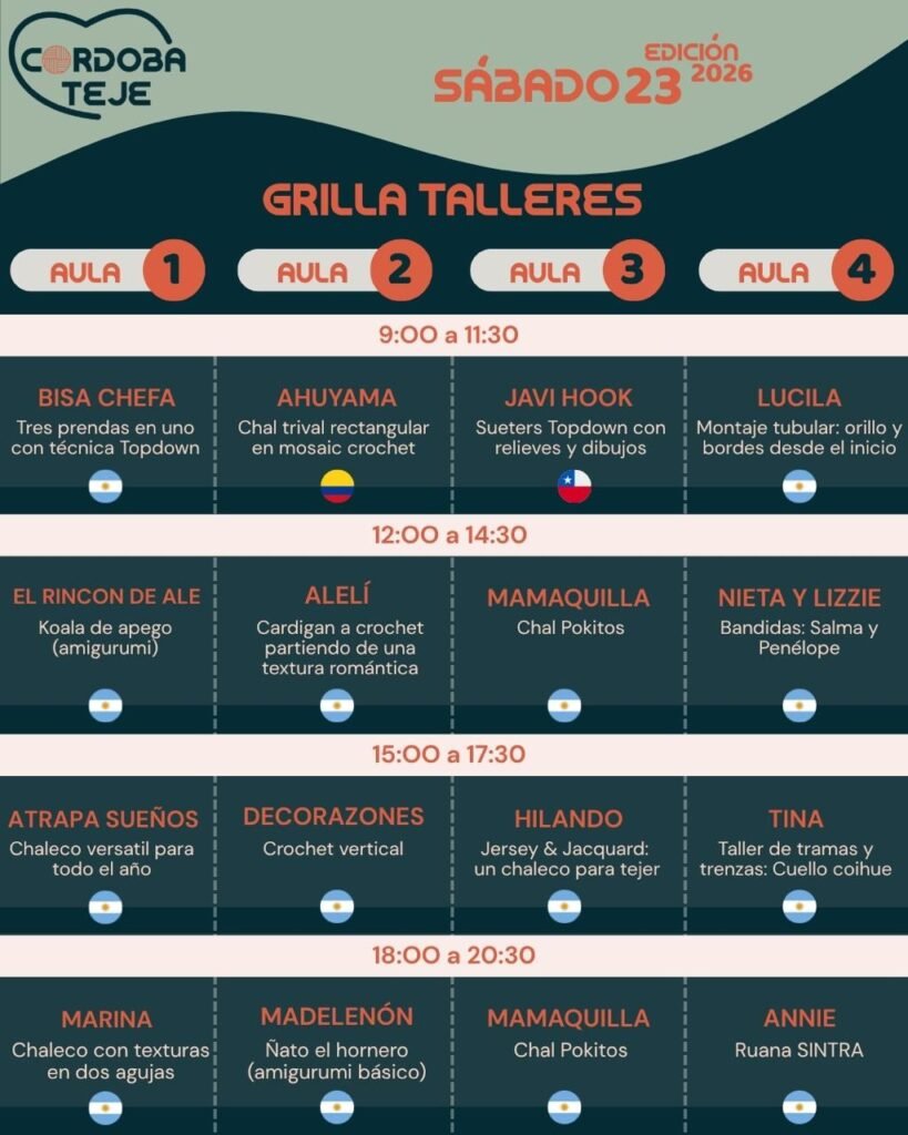 cronograma de talleres de tricot y crochet de cordoba teje 2026
