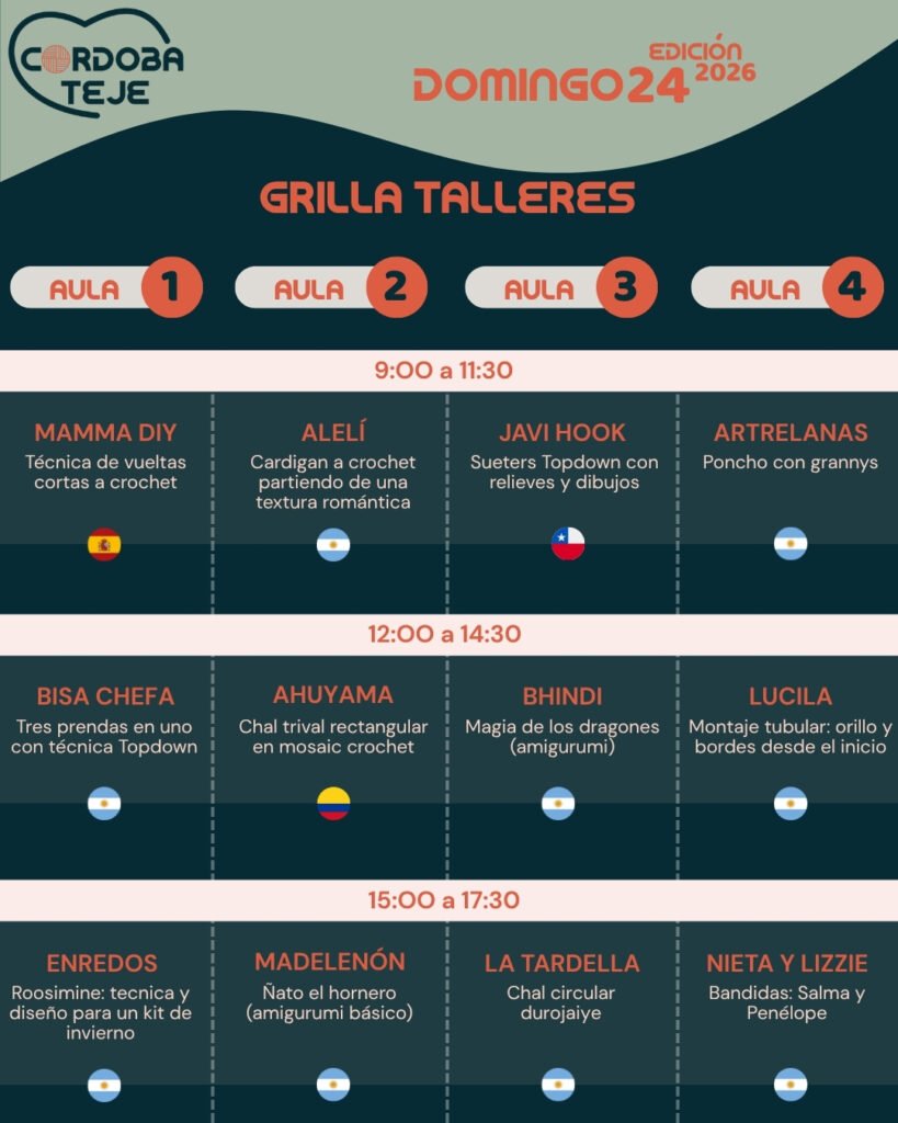 cronograma de talleres de tricot y crochet de cordoba teje 2026